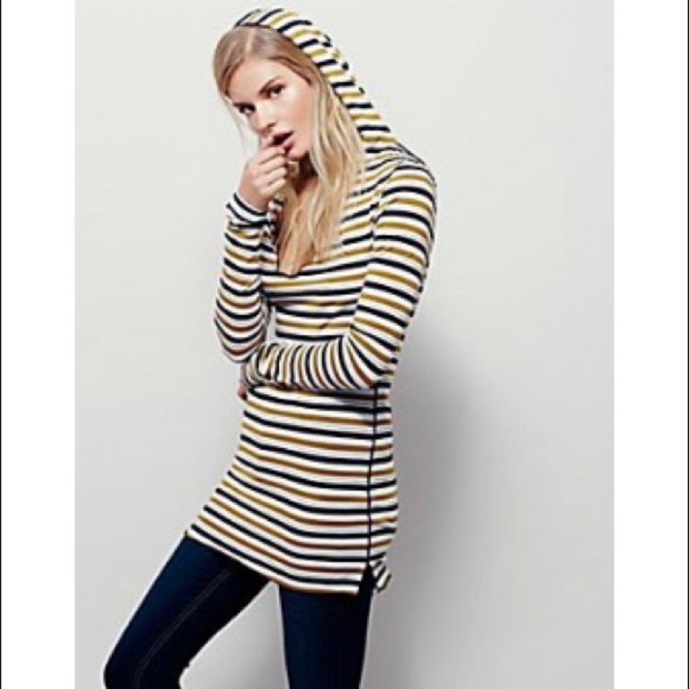 FREE PEOPLE•Stripe Me Up, Hooded Top